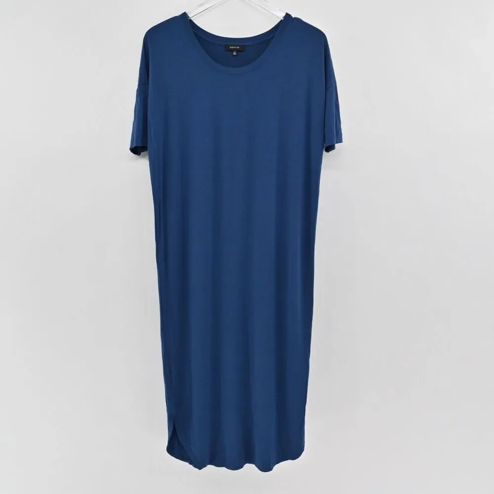 BABATON Dress Size S Aritzia Blue Scoop Neck Dolman‎ Short Sleeve Midi T Shirt